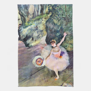 Linge De Cuisine Danseur avec un bouquet de fleurs d'Edgar Degas