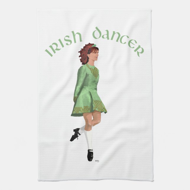 Linge De Cuisine Danseuse de step irlandais - Vert (Vertical)