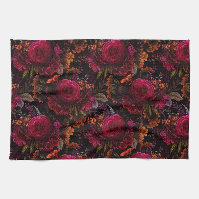Linge De Cuisine Dark Academia Floral Design (Horizontal)