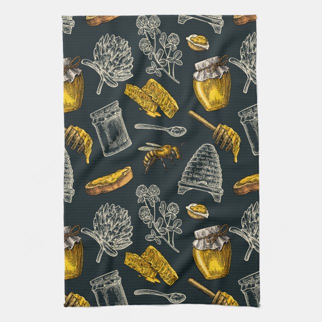 Linge De Cuisine Dark Honey Bee Bee Beehive (Vertical)