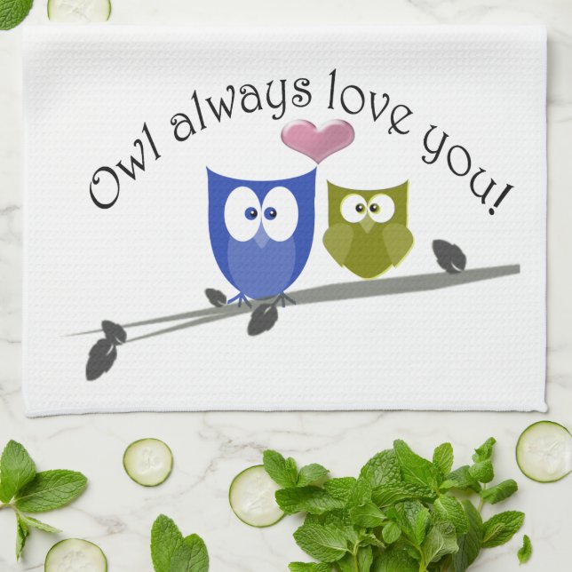 Linge De Cuisine De hibou amour toujours vous, art mignon de hiboux (Plié)