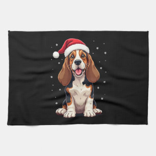 Linge De Cuisine Débardeur de Noël Basset Hound