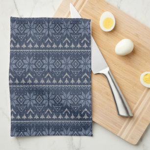 Linge De Cuisine Décor blanc et bleu scandinave