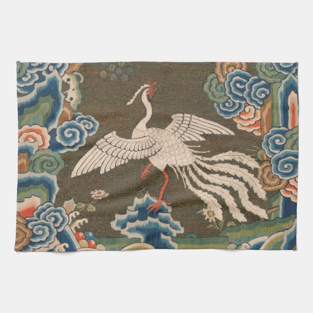 Linge De Cuisine Décor d'antiquité chinois d'oiseaux (Horizontal)