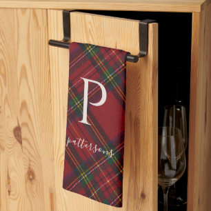 Linge De Cuisine Décor de Ferme à Monogramme à Carreaux Rustique