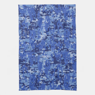Linge De Cuisine Décor de texture Camouflage bleu marine Pixels num