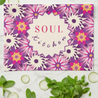 Linge De Cuisine Decorative Floral pattern Pink Purple Astra Modern