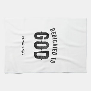 LINGE DE CUISINE DÉDIÉ À DIEU COOL PERSONNALISABLE NOIR TEXTE