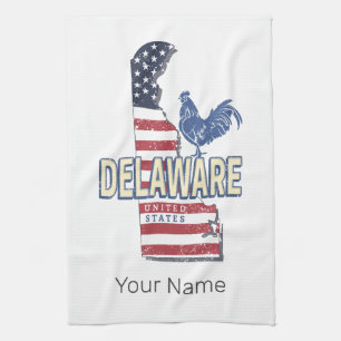 Linge De Cuisine Delaware États-Unis Retro State Map Vintage USA