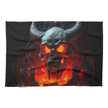 Demon Skull Throne Halloween Kitchen Towel