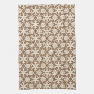 Linge De Cuisine Dentelle antique - crème et marron