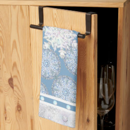 Linge De Cuisine Dentelle en céramique bleu clair & flocon de neige