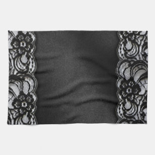 Linge De Cuisine Dentelle et satin noirs