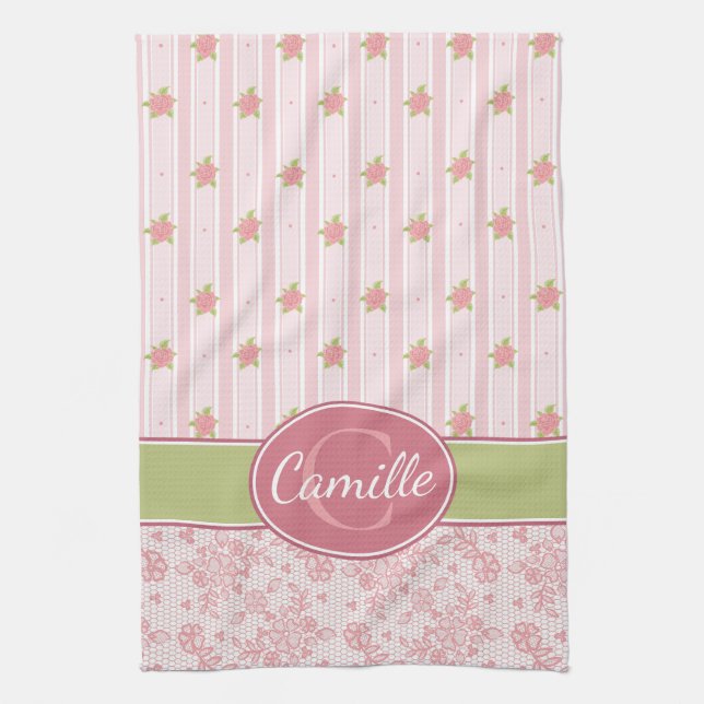 Linge De Cuisine Dentelle personnalisée et jardin anglais (Vertical)