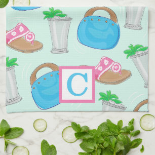 Linge De Cuisine Derby Mint Julep Preppy Monogramme