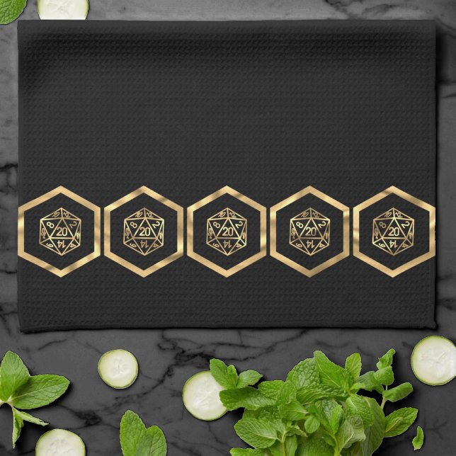 Linge De Cuisine Dés RPG | Gamer PnP Rétro Tabletop Imaginaire Or (Créateur téléchargé)