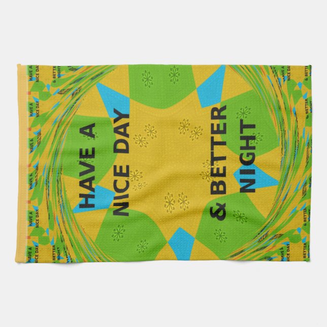 Linge De Cuisine Design circulaire "Bonne journée et meilleure nuit (Horizontal)