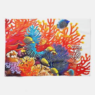 Linge De Cuisine Design coloré de la vie sous-marine