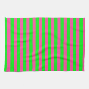 Linge De Cuisine Design de bandes rose et verte
