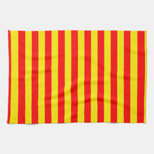 Linge De Cuisine Design de bandes rouge et jaune