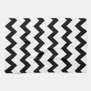 Linge De Cuisine Design de chevron en zigzag noir et blanc
