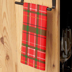 Linge De Cuisine Design de Motif de Noël Tartan rouge