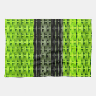 Linge De Cuisine Design graphique en osier noir et vert