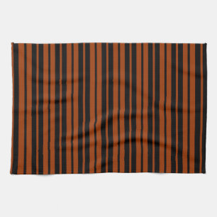 Linge De Cuisine Design Motif Brown en bandes verticales noires