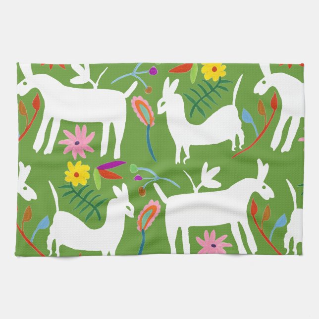Linge De Cuisine Design Otomi moderne | Llama Donkey Design (Horizontal)