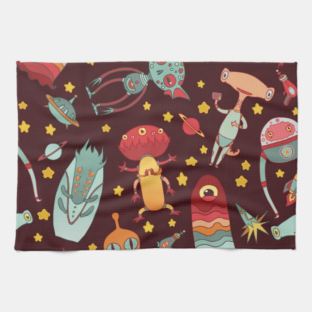 Linge De Cuisine Dessin Alien : Espace Vintage (Horizontal)