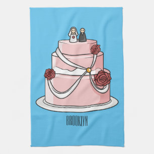 Linge De Cuisine dessin animé de gâteau mariage