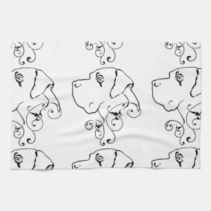 Linge De Cuisine Dessin au trait tête de Grand Danois