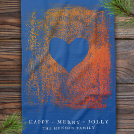 Linge De Cuisine Dessin de coeur bleu artistique Noël de famille