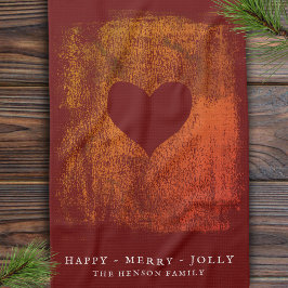 Linge De Cuisine Dessin de coeur rouge artistique Noël de famille