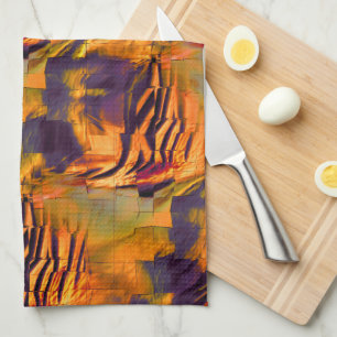 Linge De Cuisine Dessin en mosaïque abstraite, or brûlé rustique