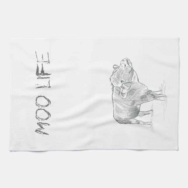 Linge De Cuisine Dessin Fun Vache Noir Et Blanc | Moo Life (Horizontal)