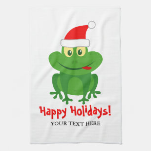 Linge De Cuisine Dessin humoristique de grenouille du Père Noël