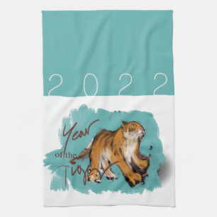 Linge De Cuisine Dessin original Tigre chinois Année Anniversaire K