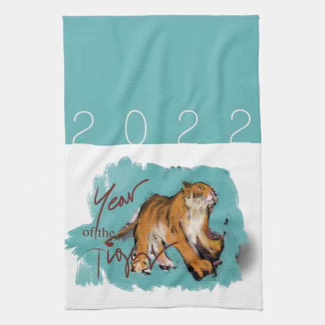 Linge De Cuisine Dessin original Tigre chinois Année Anniversaire K (Vertical)