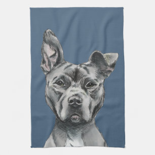 Linge De Cuisine Dessin Stalky gris de chien de pitbull