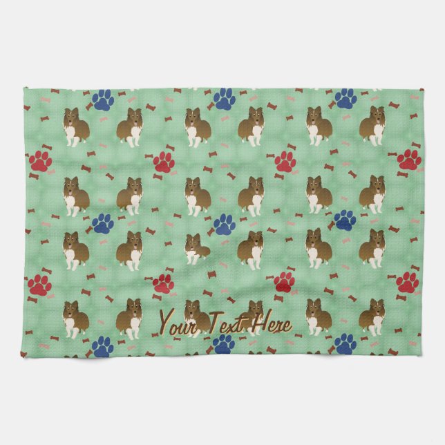 Linge De Cuisine Dessin sur Shetland Sheepdog (Horizontal)