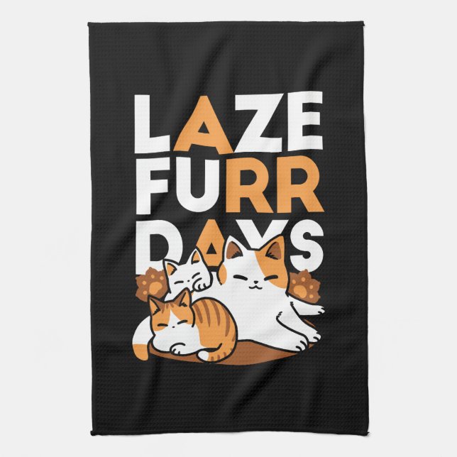 Linge De Cuisine Détendez-vous Art Chat - 'Laze Furr Days' pour les (Vertical)