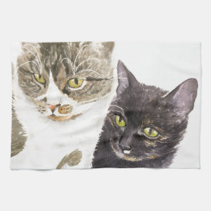 Linge De Cuisine Deux chats - tabby et tortie