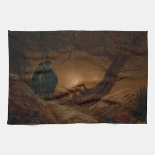 Linge De Cuisine Deux Hommes Contemplant la Lune la Nuit