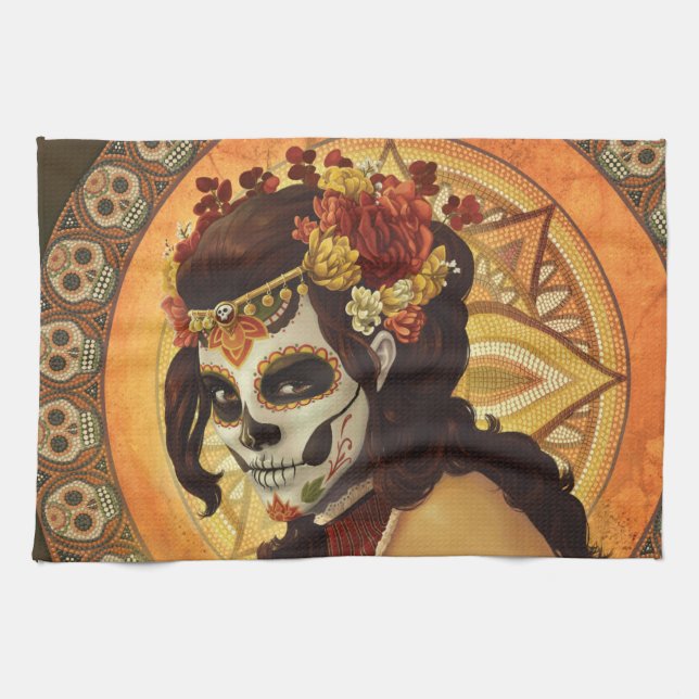 Linge De Cuisine Dia De Los Muertos Throw Pillow (Horizontal)