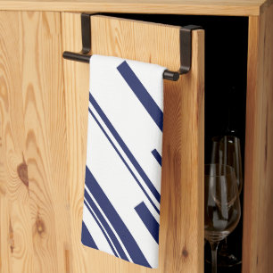 Linge De Cuisine Diagonales en bleu et blanc