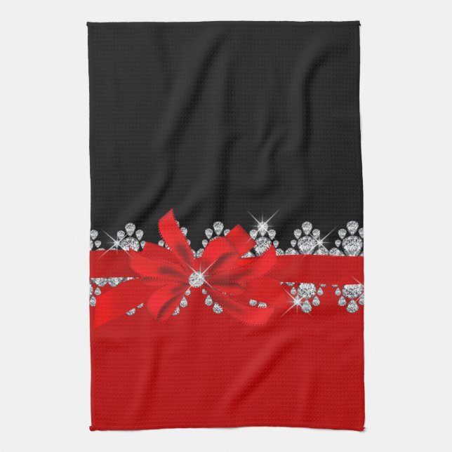 Linge De Cuisine Diamant Delilah (rouge) (Vertical)