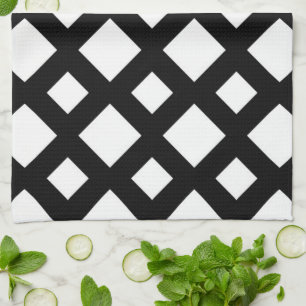 Linge De Cuisine Diamants blancs sur fond noir