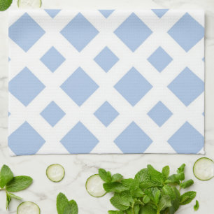 Linge De Cuisine Diamants bleu clair sur fond blanc