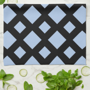 Linge De Cuisine Diamants bleu clair sur fond noir